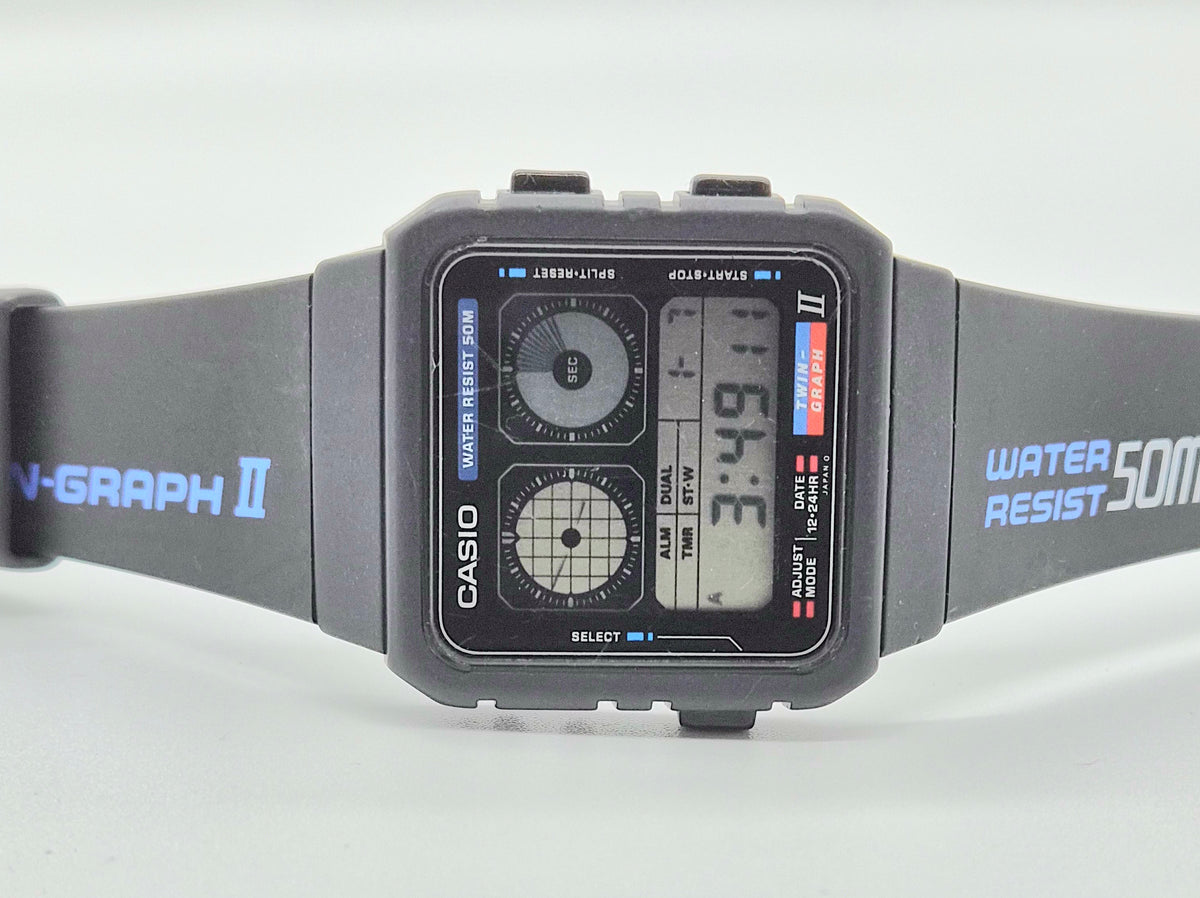 Casio AE-21W Twin Graph II Watch – Made in Japan, 1988