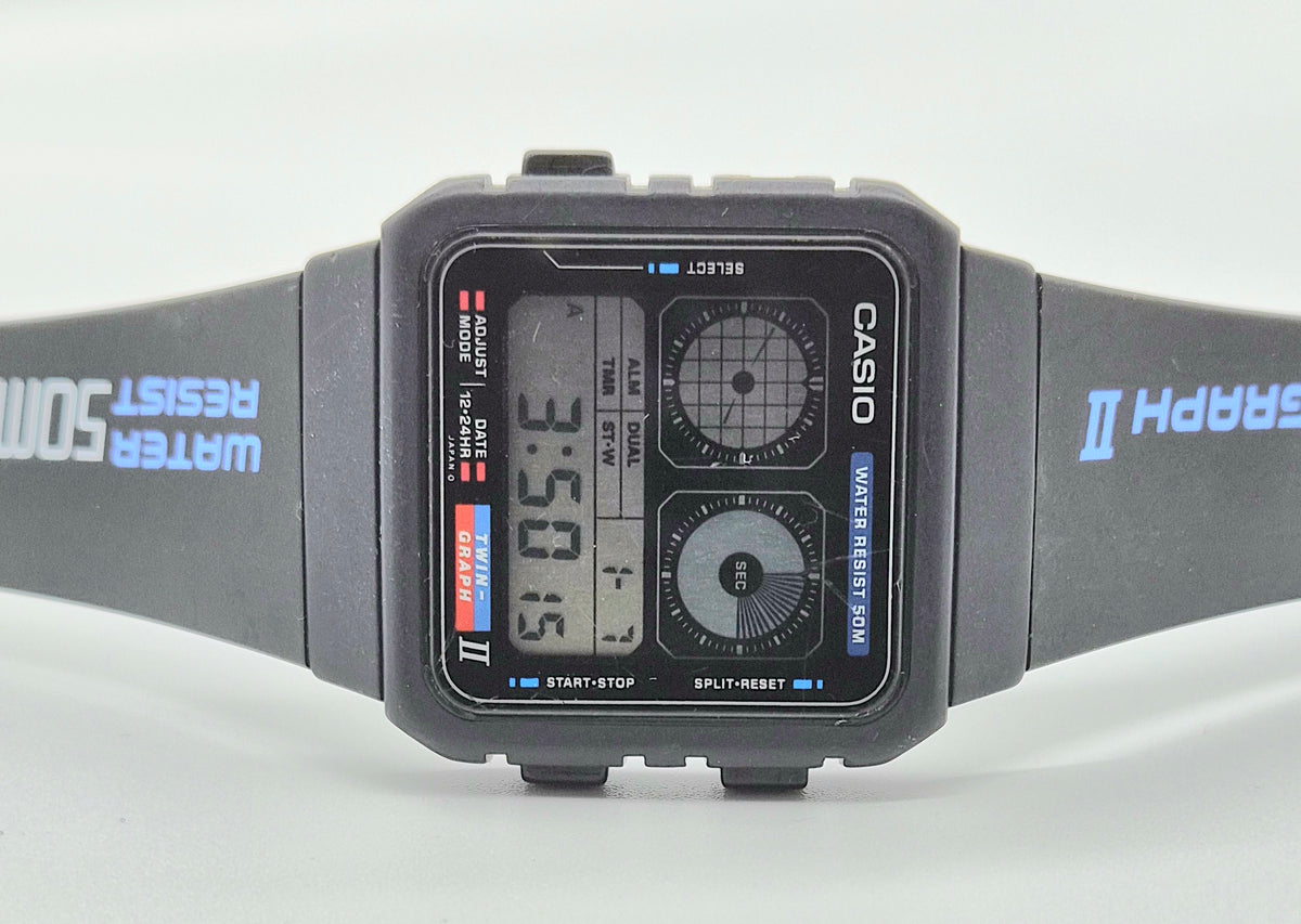 Casio AE-21W Twin Graph II Watch – Made in Japan, 1988